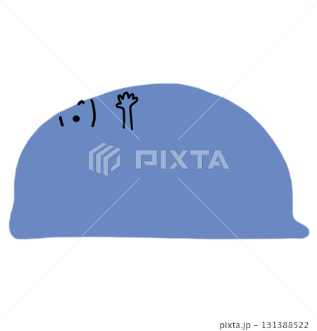 blue chubby eggplant cartoon lay down 131388522