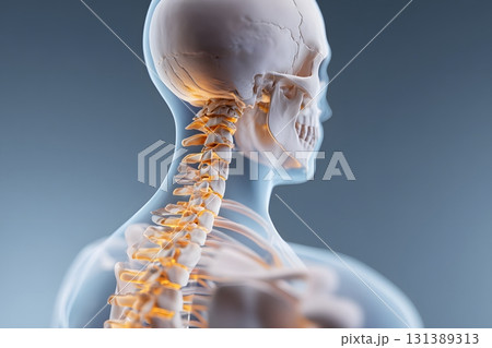 A detailed look at the human skeleton from the side. A detailed look at the human skeleton from the side. 131389313