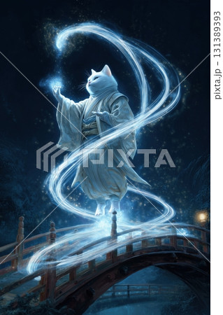 Spirit Wielding Samurai Cat at Nightfall 131389393