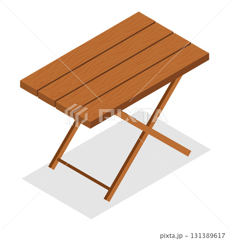3D Isometric Flat Vector Illustration of Tables Collection, Wooden Furniture. Item 3 131389617