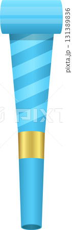 Striped Blue Horn Shape with Gold Band, a delightful noisemaker for festive celebrations and joy. Striped Blue Horn Shape with Gold Band, a delightful noisemaker for festive celebrations and joy. 131389836