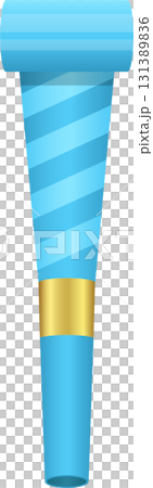 Striped Blue Horn Shape with Gold Band, a delightful noisemaker for festive celebrations and joy. Striped Blue Horn Shape with Gold Band, a delightful noisemaker for festive celebrations and joy. 131389836