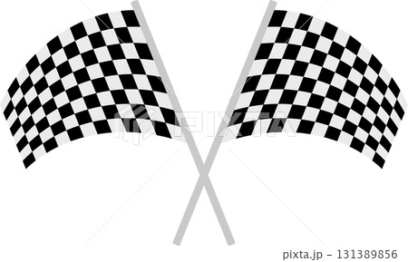 Two crossed checkered flags signify the end of a race, victory, or reaching a goal. Finish line Two crossed checkered flags signify the end of a race, victory, or reaching a goal. Finish line 131389856