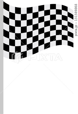 Checkered flag blowing on a pole. Represents victory, racing, speed, and competitive sports. Checkered flag blowing on a pole. Represents victory, racing, speed, and competitive sports. 131389868