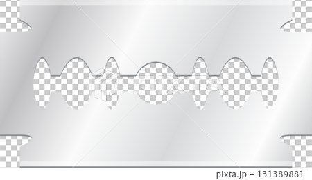 Close-up of a sharp, symmetrical double-edged razor blade, reflecting light off its sleek surface. Close-up of a sharp, symmetrical double-edged razor blade, reflecting light off its sleek surface. 131389881