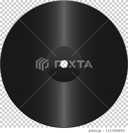 A sleek, black vinyl record, reflecting light, evokes classic music and timeless entertainment. 131389893