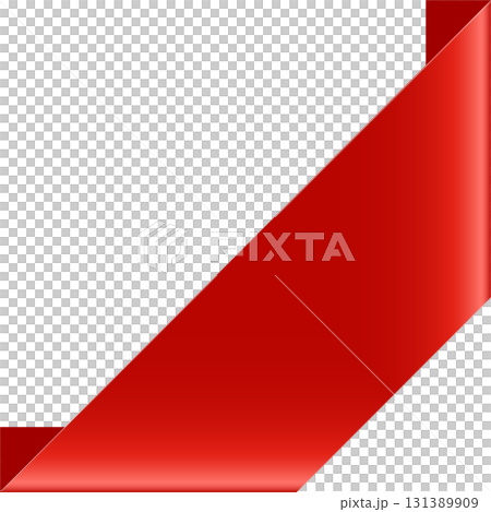 Vibrant red ribbon corner overlay on a stark black background creates visual interest and depth. Vibrant red ribbon corner overlay on a stark black background creates visual interest and depth. 131389909