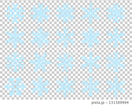 淡藍色雪花插圖集 131389994
