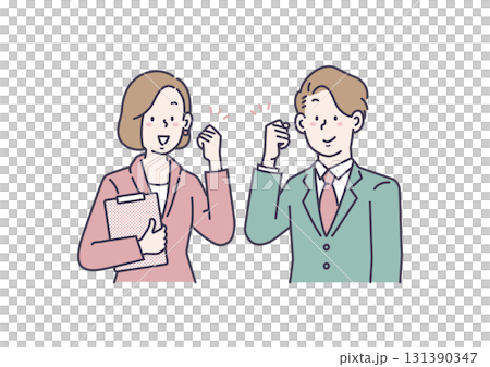 Men and women who make guts poses in suits 131390347