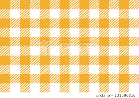 plaid background check fabric texture yellow and white colors gingham vector seamless pattern cloth illustration 131390816
