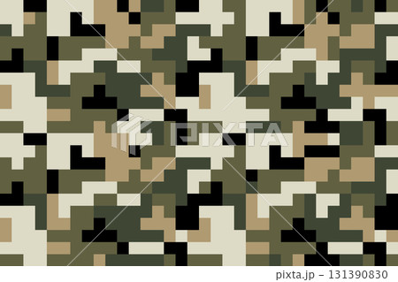 camouflage pixel seamless pattern background vector texture military textile army camo clothing green brown color 131390830