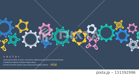 Multi-colored gears. Rotating mechanism of round parts .Machine technology. Vector illustration. Multi-colored gears. Rotating mechanism of round parts .Machine technology. Vector illustration. 131392996