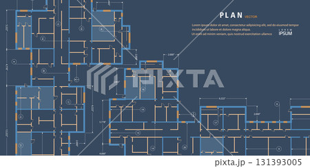 Architectural plan .House plan project .Engineering design .Industrial construction of houses . Vector illustration. 131393005