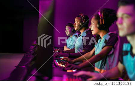 Competitive Gamers Are Actively Engaged in a Dynamic Atmosphere of an Esports Tournament 131393158