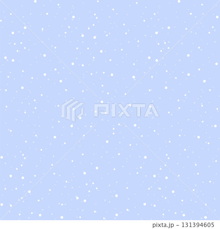 White snow falling on sky light blue background seamless pattern. Flat style snowfall repeating texture for Christmas greeting card or banner. Vector illustration. Two layers. White snow falling on sky light blue background seamless pattern. Flat style snowfall repeating texture for Christmas greeting card or banner. Vector illustration. Two layers. 131394605