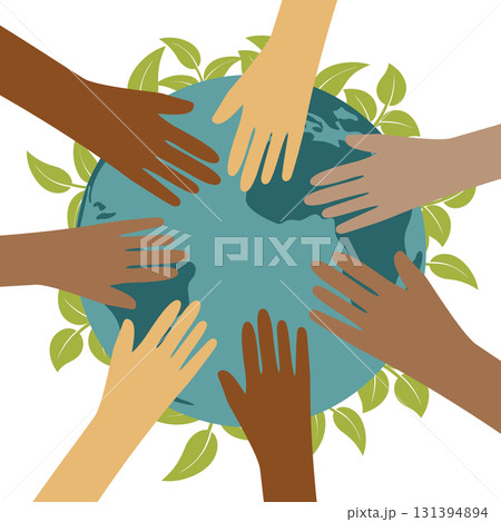 diversity human hands over the earth globe diversity human hands over the earth globe 131394894