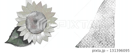 背景素材　背景画像　パターン素材　背景イラスト　壁紙　水彩画風　ヒマワリ　モノトーン 131396095