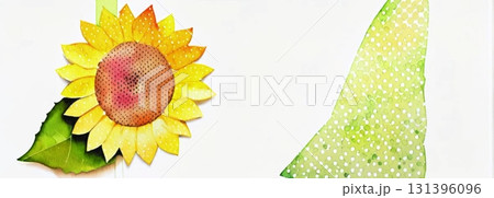 背景素材　背景画像　パターン素材　背景イラスト　壁紙　水彩画風　ヒマワリ　黄色 131396096