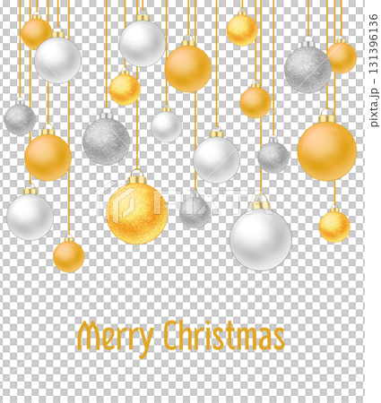 金色と銀色のクリスマスボールのイラスト・メッセージあり 金色と銀色のクリスマスボールのイラスト・メッセージあり 131396136