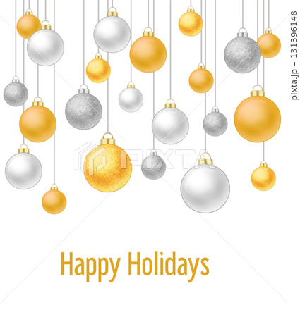 金色と銀色のクリスマスボールのイラスト・メッセージあり 金色と銀色のクリスマスボールのイラスト・メッセージあり 131396148