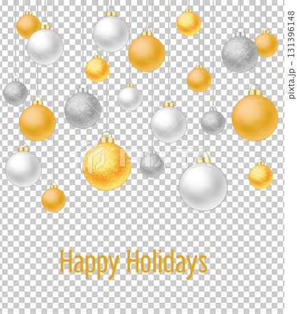 金色と銀色のクリスマスボールのイラスト・メッセージあり 金色と銀色のクリスマスボールのイラスト・メッセージあり 131396148