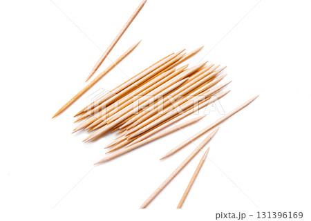 Wooden toothpicks isolated on white Wooden toothpicks isolated on white 131396169