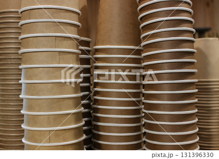 Stacked Paper Tea Cups Texture Background Stock Photo Stacked Paper Tea Cups Texture Background Stock Photo 131396330