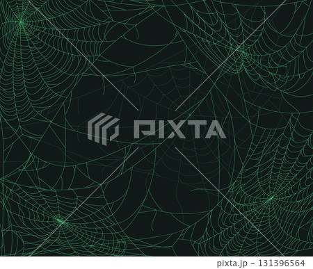 Halloween spider web background. Spooky cobweb horror decoration, Halloween scary sticky spider web flat vector illustration. Hanging spider cobweb pattern 131396564