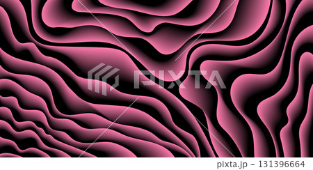 Abstract background of three-dimensional pink lines. Pink wave background template for creative design 131396664