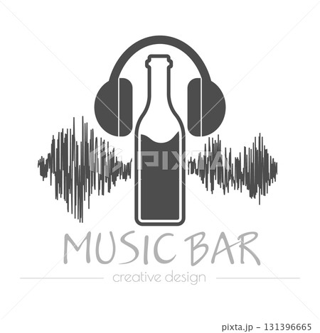 Music logo. Monochrome template for sticker, business card, letterhead and creative design 131396665