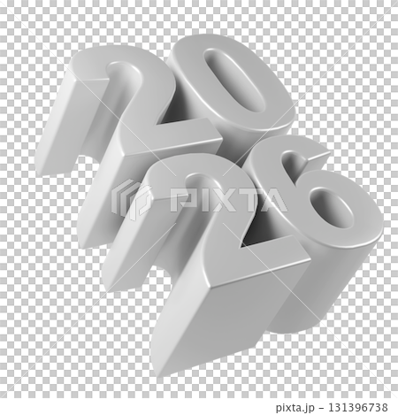 year 2026 is depicted a futuristic, metallic 3d design, symbolizing forward thinking and fresh starts transparent a against background year 2026 is depicted a futuristic, metallic 3d design, symbolizing forward thinking and fresh starts transparent a against background 131396738