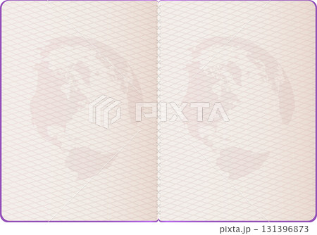 An open notebook with textured, cream-colored pages and purple trim, awaits your story or sketches. 131396873