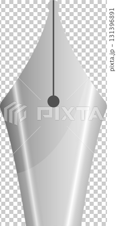 Close-up of a silver-colored fountain pen nib, highlighting its reflective surface and simple design. Close-up of a silver-colored fountain pen nib, highlighting its reflective surface and simple design. 131396891