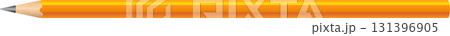 An illustration of an orange pencil with a silver tip shown in a horizontal still life image. 131396905