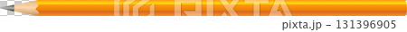 An illustration of an orange pencil with a silver tip shown in a horizontal still life image. 131396905