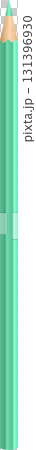 Minimalist illustration of a light green pencil with a wooden tip, vertical lines, and soft shadows 131396930