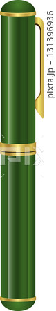 Stylized green fountain pen with golden accents, elegant design for writers and collectors. 131396936