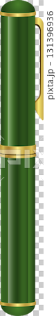 Stylized green fountain pen with golden accents, elegant design for writers and collectors. 131396936