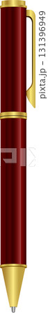 Elegant writing instrument with a deep red barrel and golden accents, symbolizing sophistication 131396949