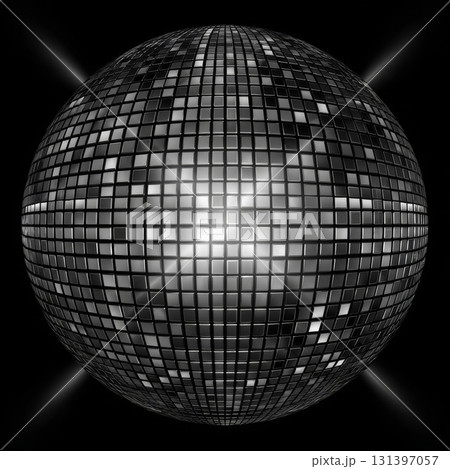 Silver Disco Ball on Dark Background Silver Disco Ball on Dark Background 131397057