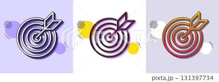 Target purpose line icon. Halftone dotted pattern. Gradient icon with grain shadow. Stratery goal sign. Core value symbol. Line target purpose icon. Various designs. Vector 131397734