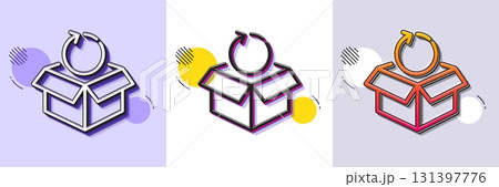 Return package line icon. Halftone dotted pattern. Gradient icon with grain shadow. Delivery parcel sign. Cargo goods box symbol. Line return package icon. Various designs. Vector Return package line icon. Halftone dotted pattern. Gradient icon with grain shadow. Delivery parcel sign. Cargo goods box symbol. Line return package icon. Various designs. Vector 131397776