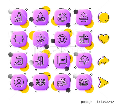 Water splash, Water bottle and Square area line icons. App 3d buttons. Social media comment, share, like icons. Pack of Gas cylinder, Entrance, Winner podium icon. Vector Water splash, Water bottle and Square area line icons. App 3d buttons. Social media comment, share, like icons. Pack of Gas cylinder, Entrance, Winner podium icon. Vector 131398242