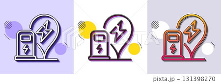 Charging station line icon. Halftone dotted pattern. Gradient icon with grain shadow. Car charge location sign. Electric power symbol. Line charging station icon. Various designs. Vector Charging station line icon. Halftone dotted pattern. Gradient icon with grain shadow. Car charge location sign. Electric power symbol. Line charging station icon. Various designs. Vector 131398270