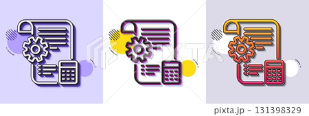 Settings blueprint line icon. Halftone dotted pattern. Gradient icon with grain shadow. Engineering cogwheel tool sign. Cog gear symbol. Line settings blueprint icon. Various designs. Vector 131398329