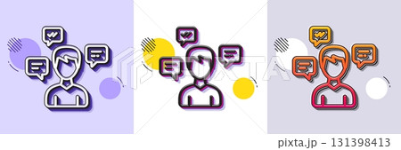 Chat Messages line icon. Halftone dotted pattern. Gradient icon with grain shadow. Conversation sign. Communication speech bubbles symbol. Line conversation messages icon. Various designs. Vector Chat Messages line icon. Halftone dotted pattern. Gradient icon with grain shadow. Conversation sign. Communication speech bubbles symbol. Line conversation messages icon. Various designs. Vector 131398413