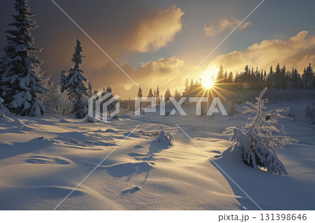 Winter landscape in the forest. Generative AI Winter landscape in the forest. Generative AI 131398646