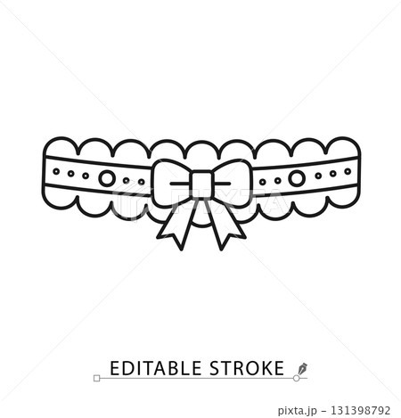 A wedding garter icon in a minimalist line style with editable stroke. Bride accessory, marriage tradition, bridal lingerie, sexy leg band, bachelorette party clothing, romance symbol. A wedding garter icon in a minimalist line style with editable stroke. Bride accessory, marriage tradition, bridal lingerie, sexy leg band, bachelorette party clothing, romance symbol. 131398792