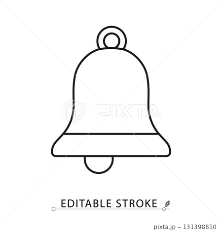 A simple bell icon in a minimalist line style with editable stroke. Notification sound, christmas decoration, school alarm, church ring, wedding ceremony symbol, vintage holiday jingle. A simple bell icon in a minimalist line style with editable stroke. Notification sound, christmas decoration, school alarm, church ring, wedding ceremony symbol, vintage holiday jingle. 131398810