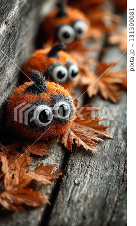 Adorable felt pumpkins with googly eyes 131399081
